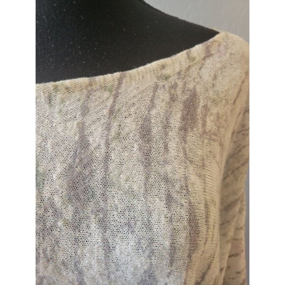 Pure Jill Forest Pattern Linen Blend 3/4 Sleeve Blouse Size M Lagenlook Casual - Picture 3 of 10